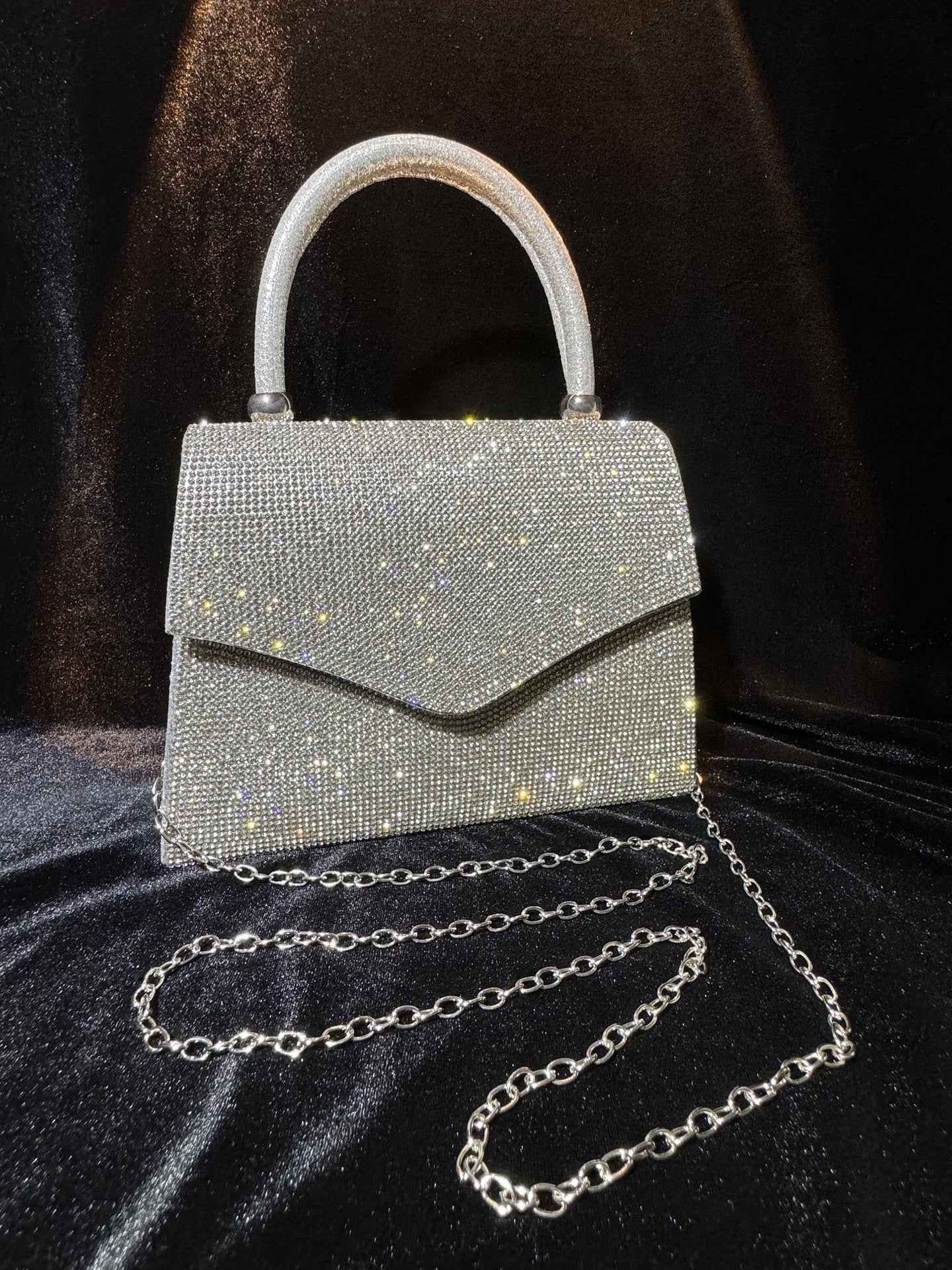 Evening Bag Clutch Purses for Women, Rhinestone silver