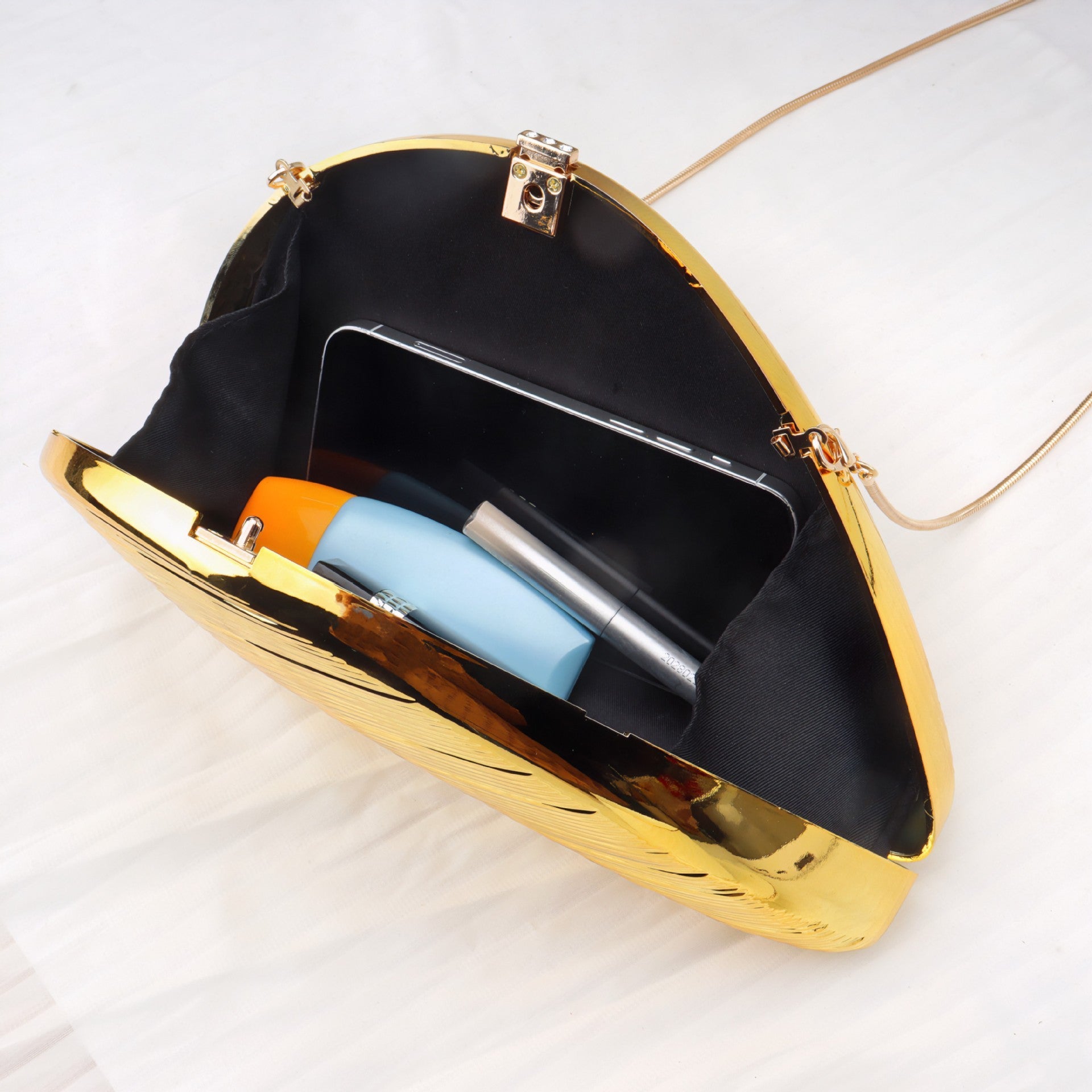 Gold  Dinner Bag Shell Dinner Bag Crossbody Chain Shinny evening Clutch Purse Party