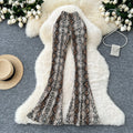 Women's Sexy Fashion Leopard Flare Pants - Leopard Print Stretchy Skinny Leg, Slimming Casual Trousers