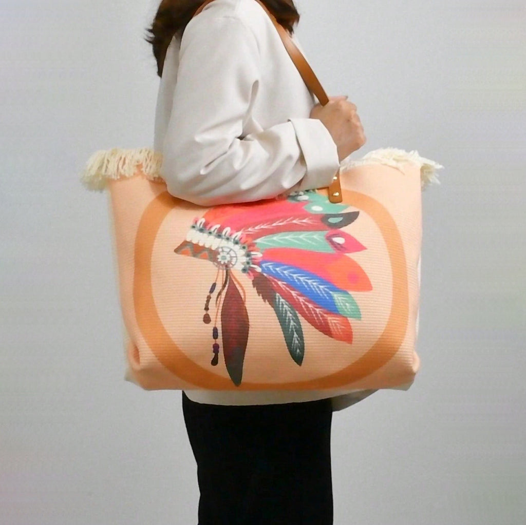 Fashion Large Tote Bag – High-Aesthetic Printed Handbag, Ethnic Style Travel Shoulder Shopper