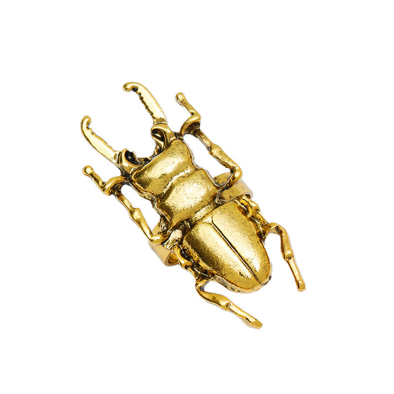 Creative Metal Beetle Ring Cute Cartoon Insect Index Finger Ring Geometric Pinky Ring