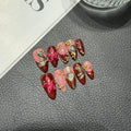 Luxury Vintage Stereo Engraved French Metal Cat's Eye Premium HandmadePress on Nails
