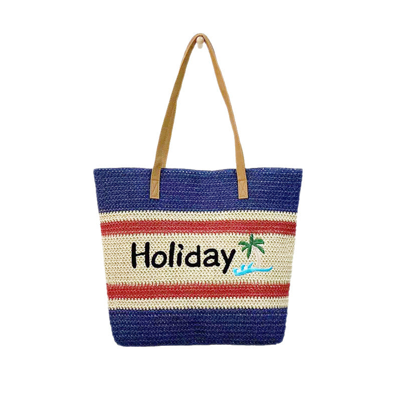 Women’s Straw Woven Shoulder Bag – Paper Rope Tote, Large Beach Shopping Mama Bag