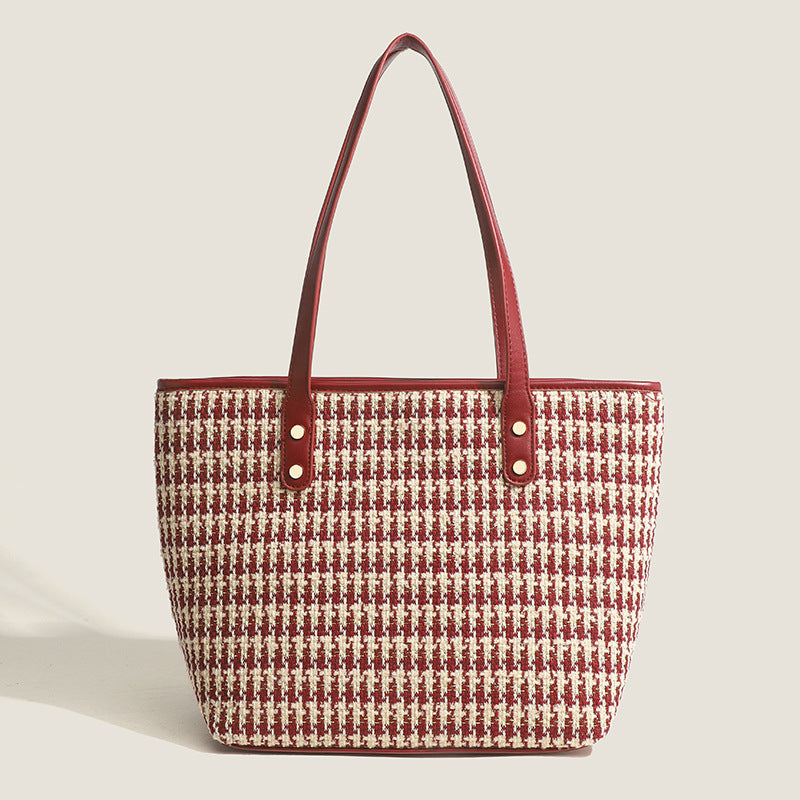 Tote bag women's large capacity tote purse, simple shoulder hobo bag red