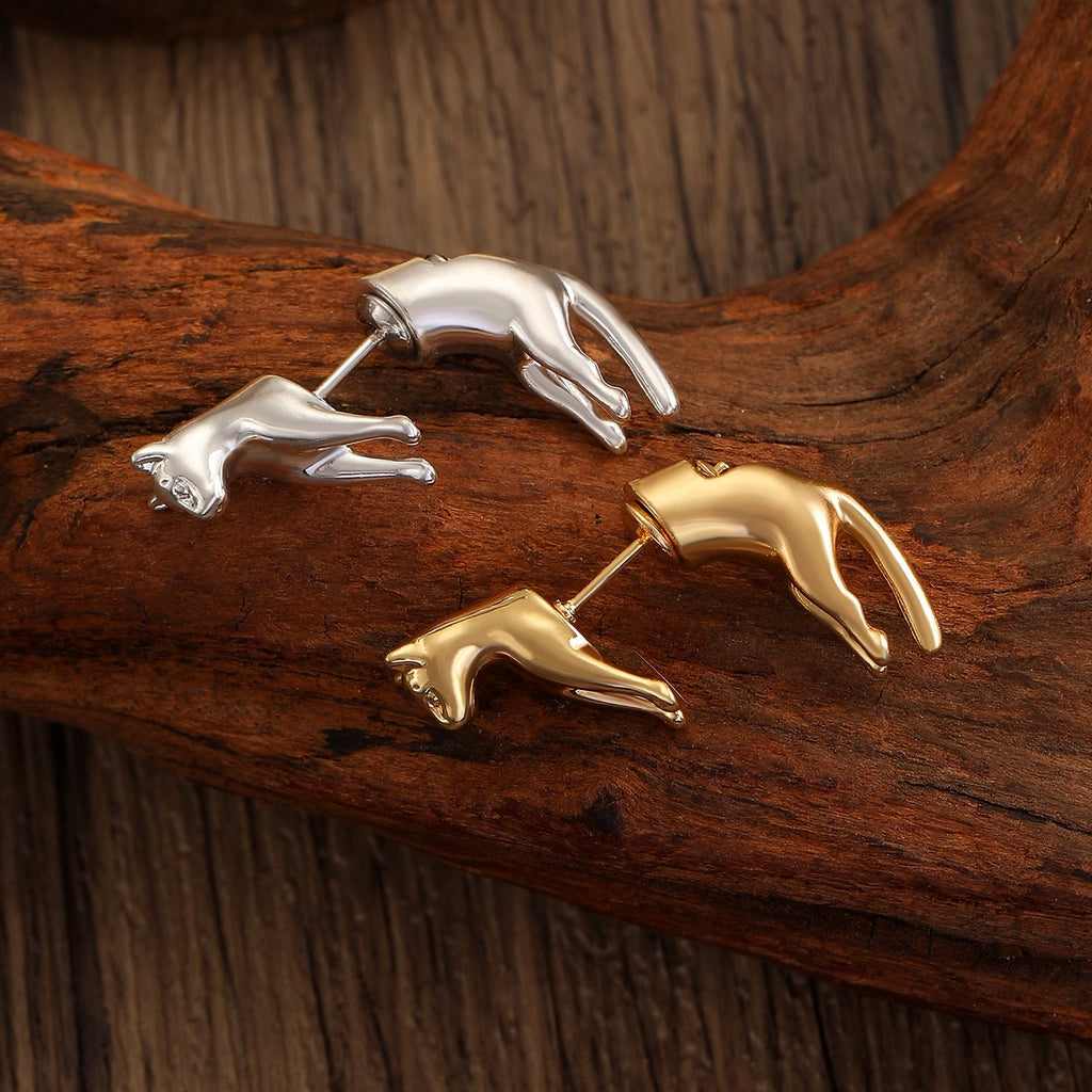 Personality Office Cute Cat Stud Earrings Women 3D Niche Animal Cat Detachable Earrings