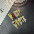 Original for Press on Nails Long pointed butterfly Camellia handcrafted design for wearable armor