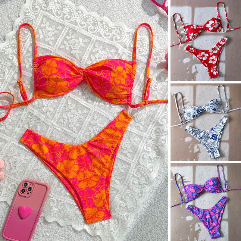 Printed Bikini Swimsuit for Women Sexy Two Piece Set Beach Vacation Swimwear