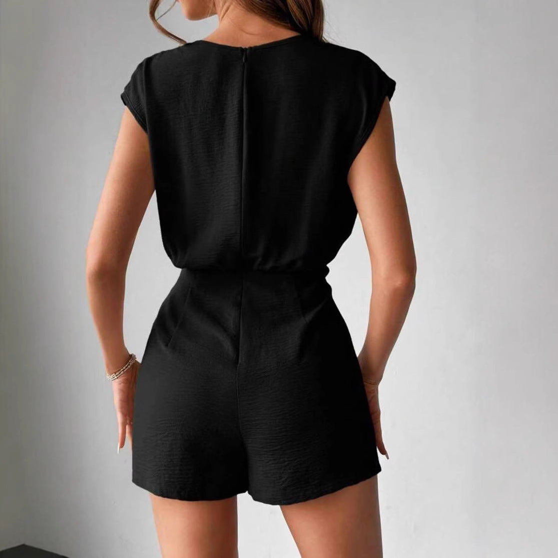 Fashion Women's Sleeveless Solid Short Jumpsuit – Minimalist Romper