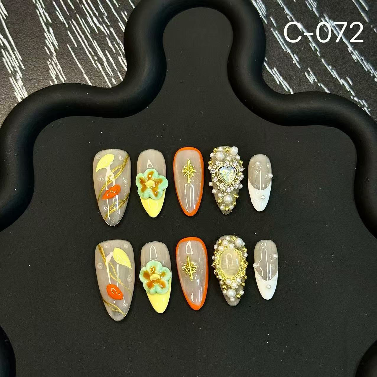 Three-dimensional engraved French almond-shaped ice-through advanced whitening Handcrafted wear