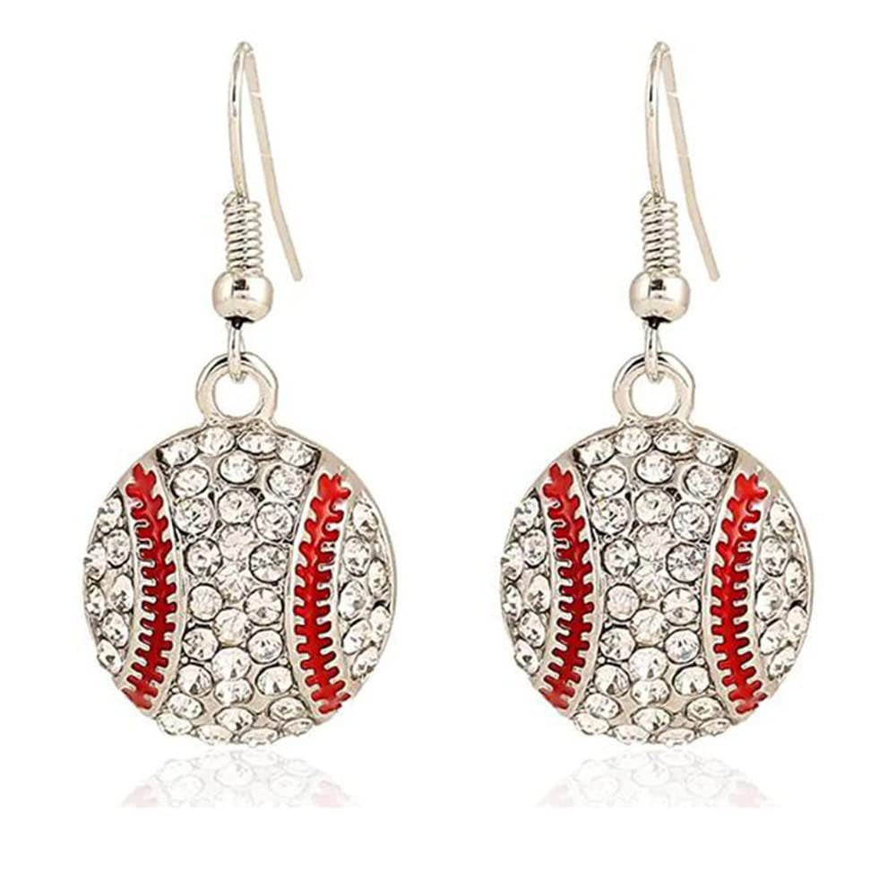 Rhinestone Football & Rugby Earrings for Women - Sparkling Sports Fan Dangle Drop Stud Earrings