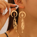 Bohemian Sun Moon Star Wing Tassel Earrings Necklace Bracelet Set