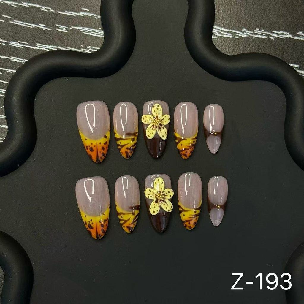 Original 3D Carving Press on Nails Hand-made French 3D Carving