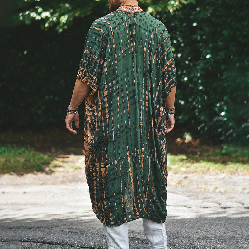 Men¡¯s Summer Beach Sun Protection Shirt ¨C Casual Printed Resort Shirt, Fashion Cape Outerwear