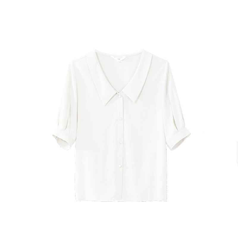 Chiffon Shirt for Women Summer Loose Collar Formal Wear White Shirt  SK08210503