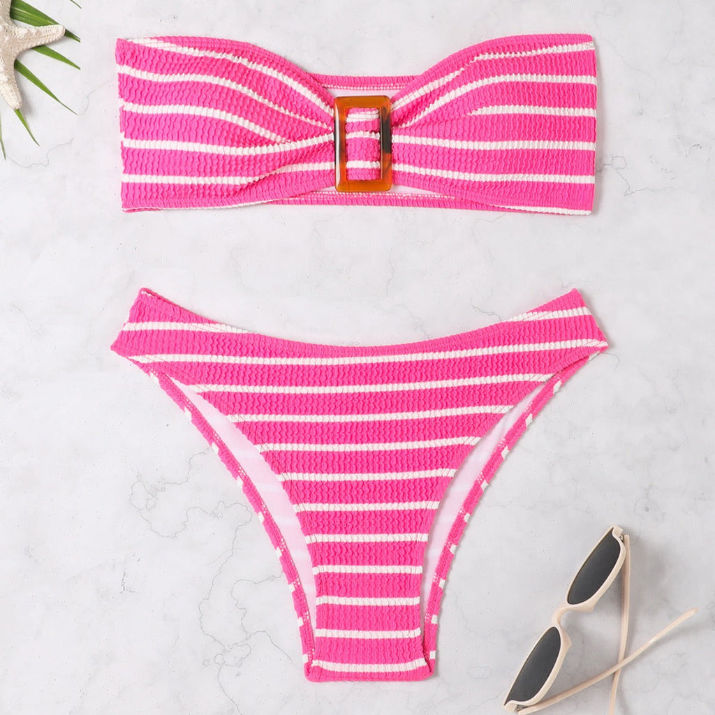 Swimsuit sexy striped tube top bikini swimsuit female bikini