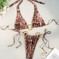Swimsuit female sexy slim halter strap printed briefs bikini bikini
