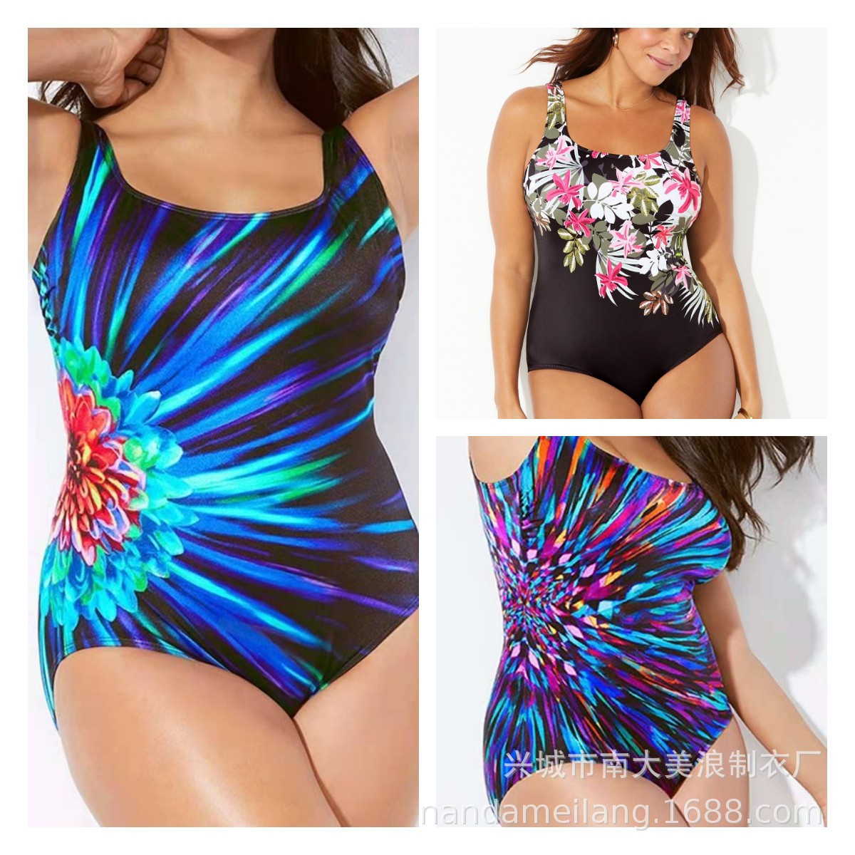 Plus Size One Piece Swimsuit Floral Print Women's Bikini Swimwear