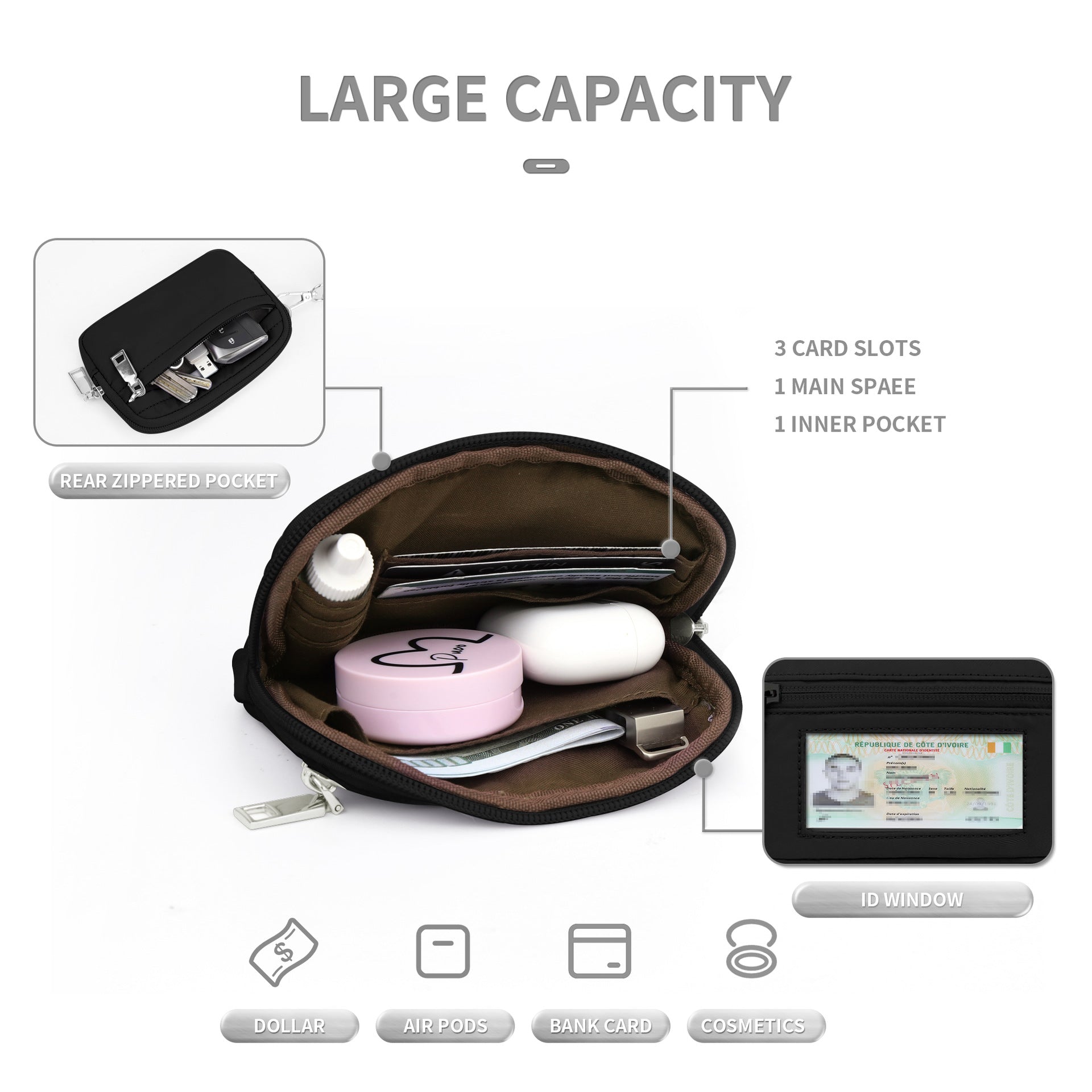 Transparent PVC Card Bag – Portable Wrist Bag for Bank Card & Change Storage