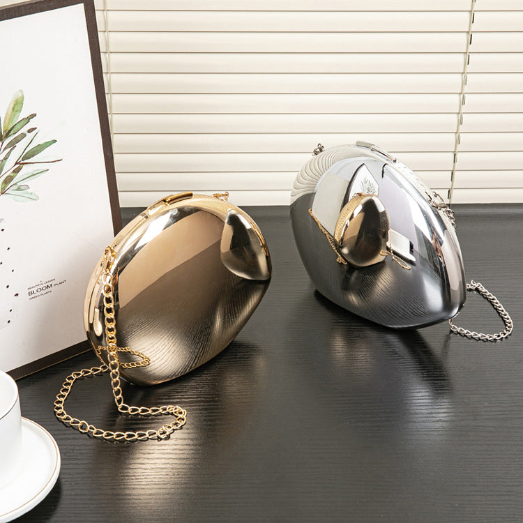Golden Acrylic Bag, Shiny Metallic Banquet Purse,