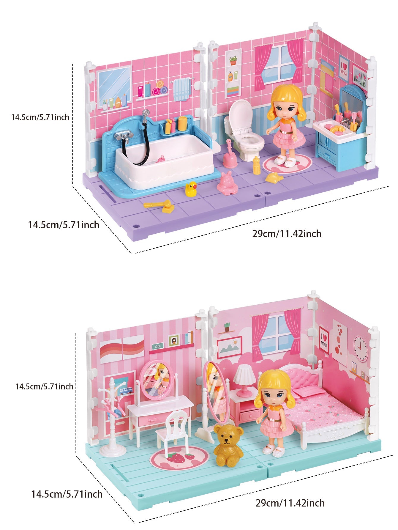 Mini Home Accessories DIY Doll House Furniture Assembly Model Simulated Bedroom Kitchen Decoration Pretend Play Toy Girl Gift