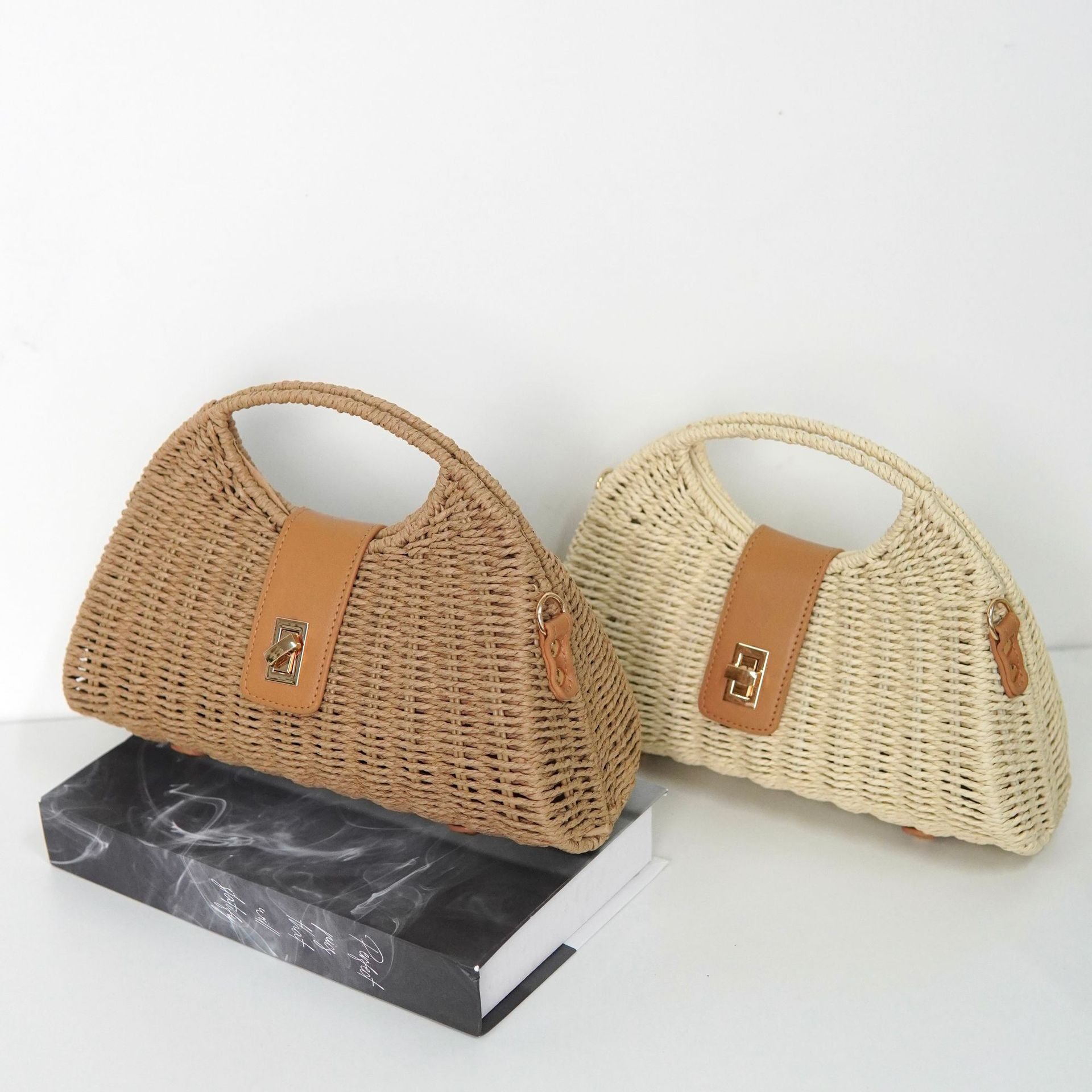 Crossbody Straw Bag – Fashion Shoulder Woven Purse, Vacation Beach Tote Handbag