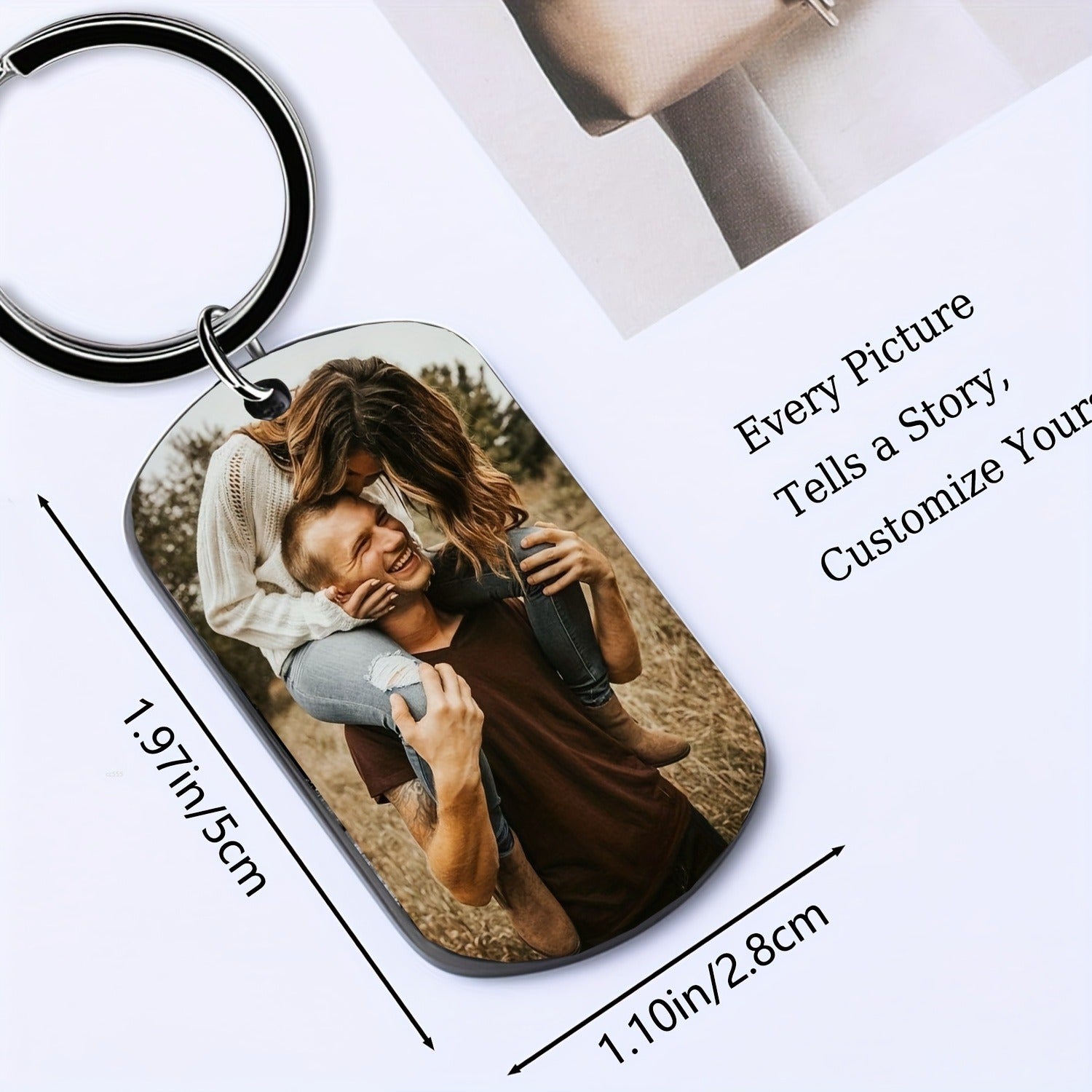 Stainless Steel Necklace Men and Women Personalized Custom Keychain with Pictures - Double Sided Engraving Photo Text Customized Key Chains for Men Boyfriend