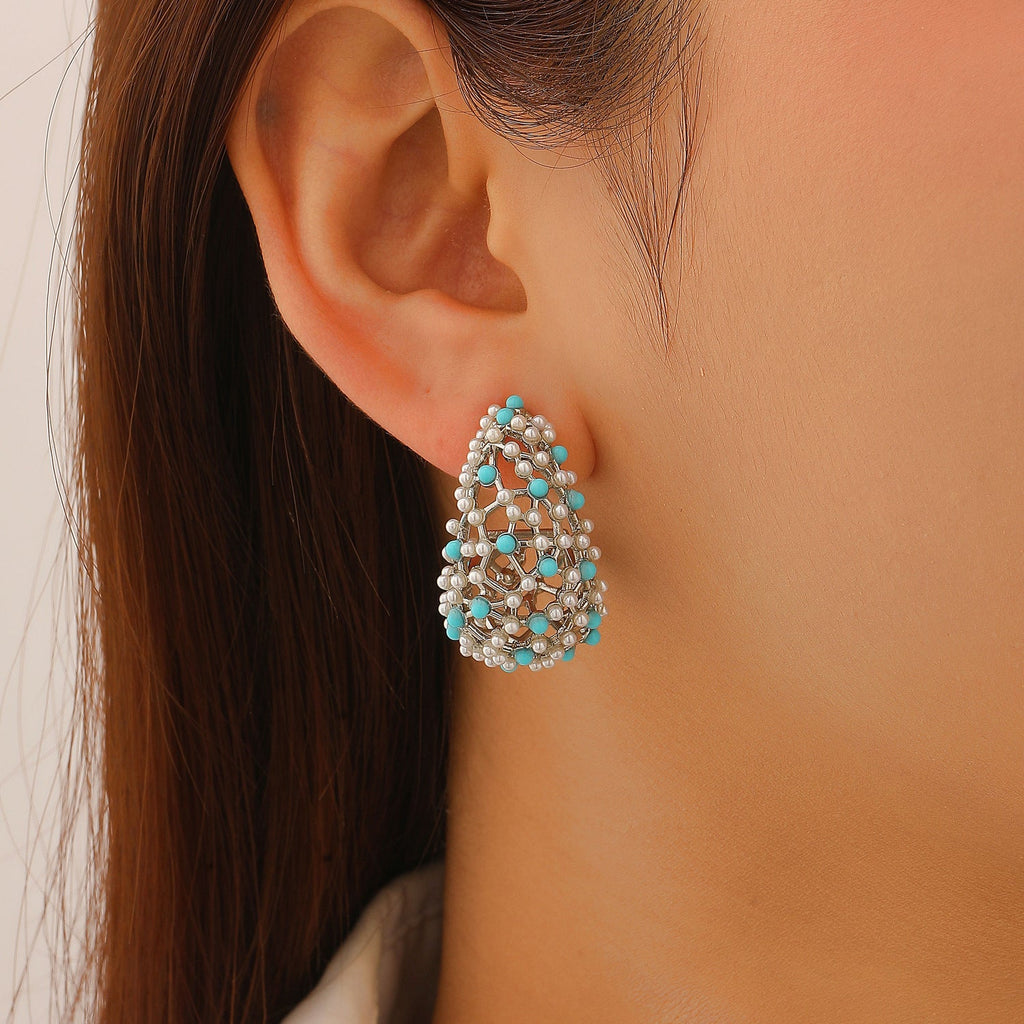 French Vintage Palace Style Stud Earrings Luxury Starry Design Earrings