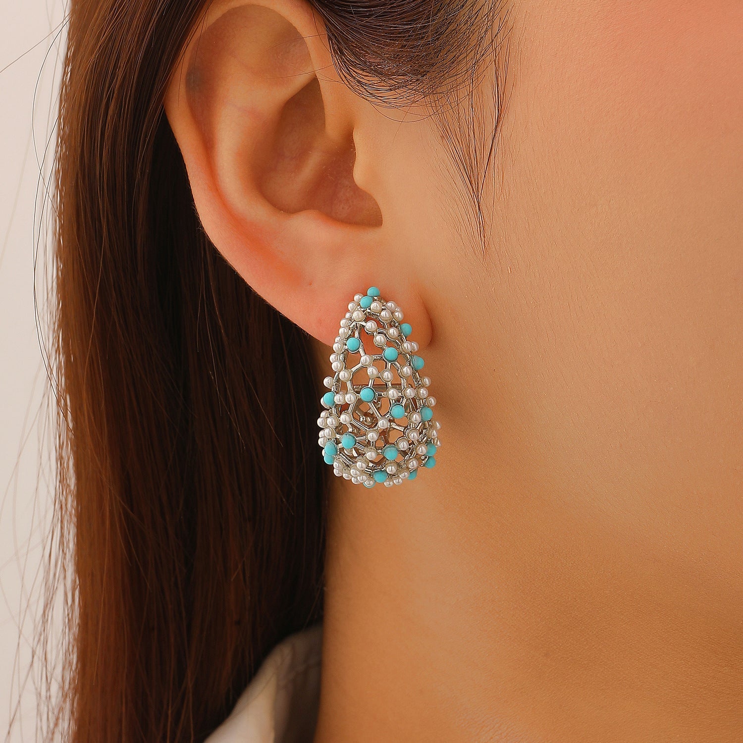 French Vintage Palace Style Stud Earrings Luxury Starry Design Earrings