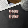 Handmade Press on Nails Girly Heart Atmosphere Cat's Eye Carving Removable Finger