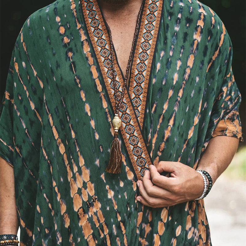 Men¡¯s Summer Beach Sun Protection Shirt ¨C Casual Printed Resort Shirt, Fashion Cape Outerwear