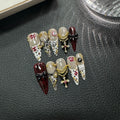 Original handcrafted design Luxury full diamond red gilt color Long pointed Handmade