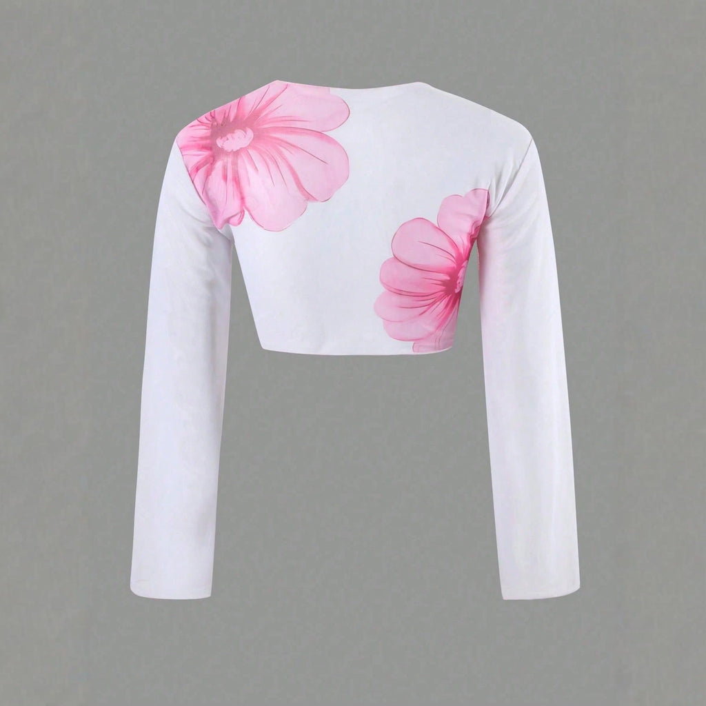 Long Sleeve Apron Women's Swimsuit Printed Bikini 4