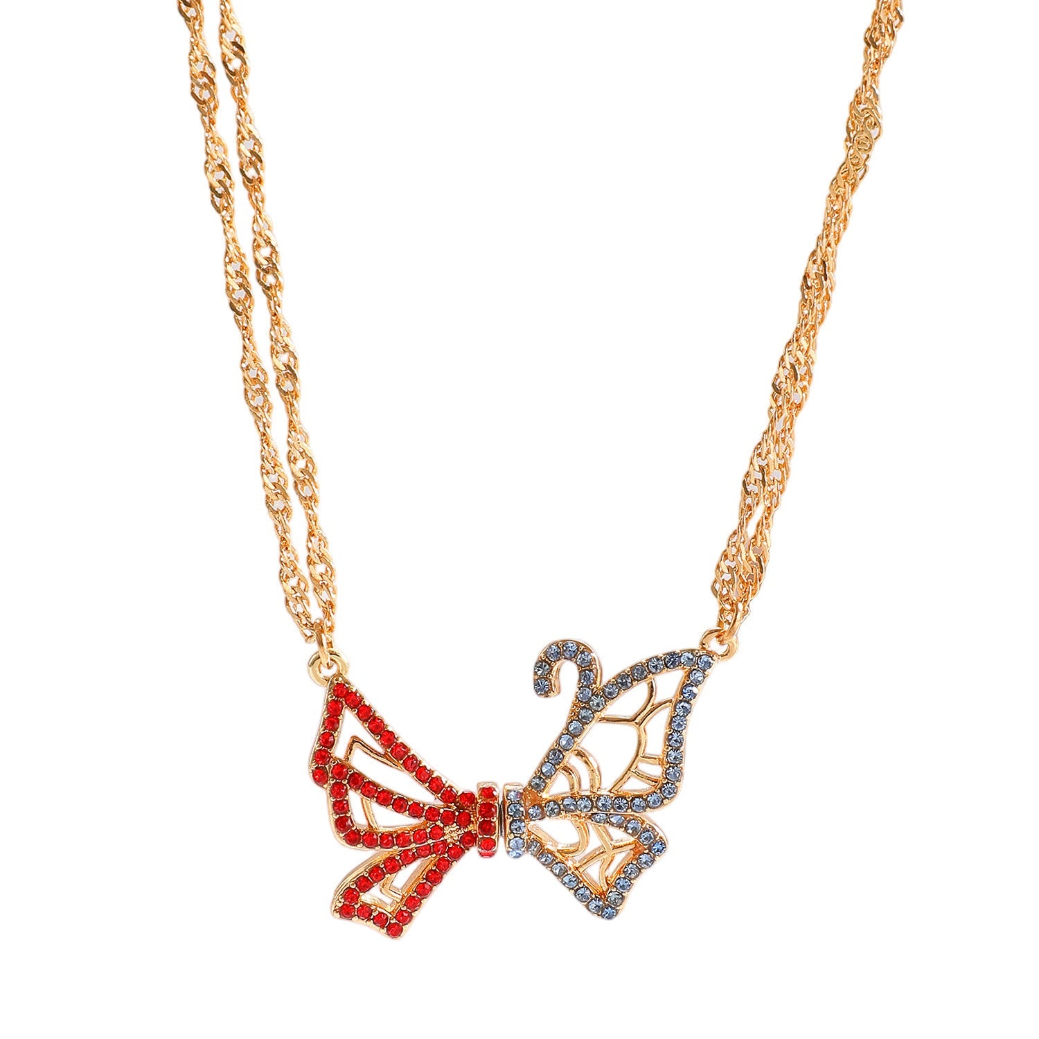 Butterfly Necklace & Bracelet Best Friend BFF Color Zircon Asymmetric Magnetic Jewelry