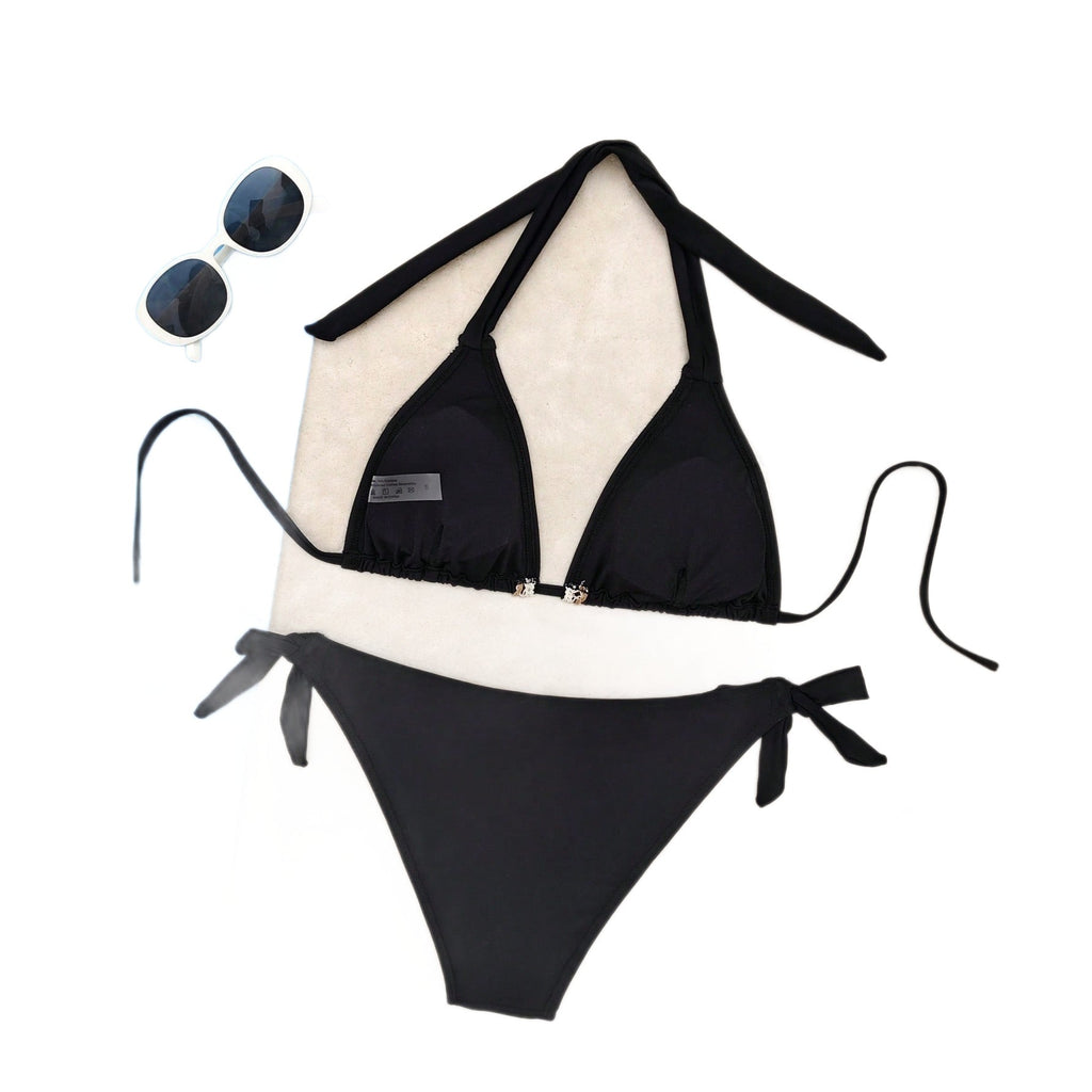 Solid Color Strap Swimsuit Women's Thong Sexy Beach Bikini Separated