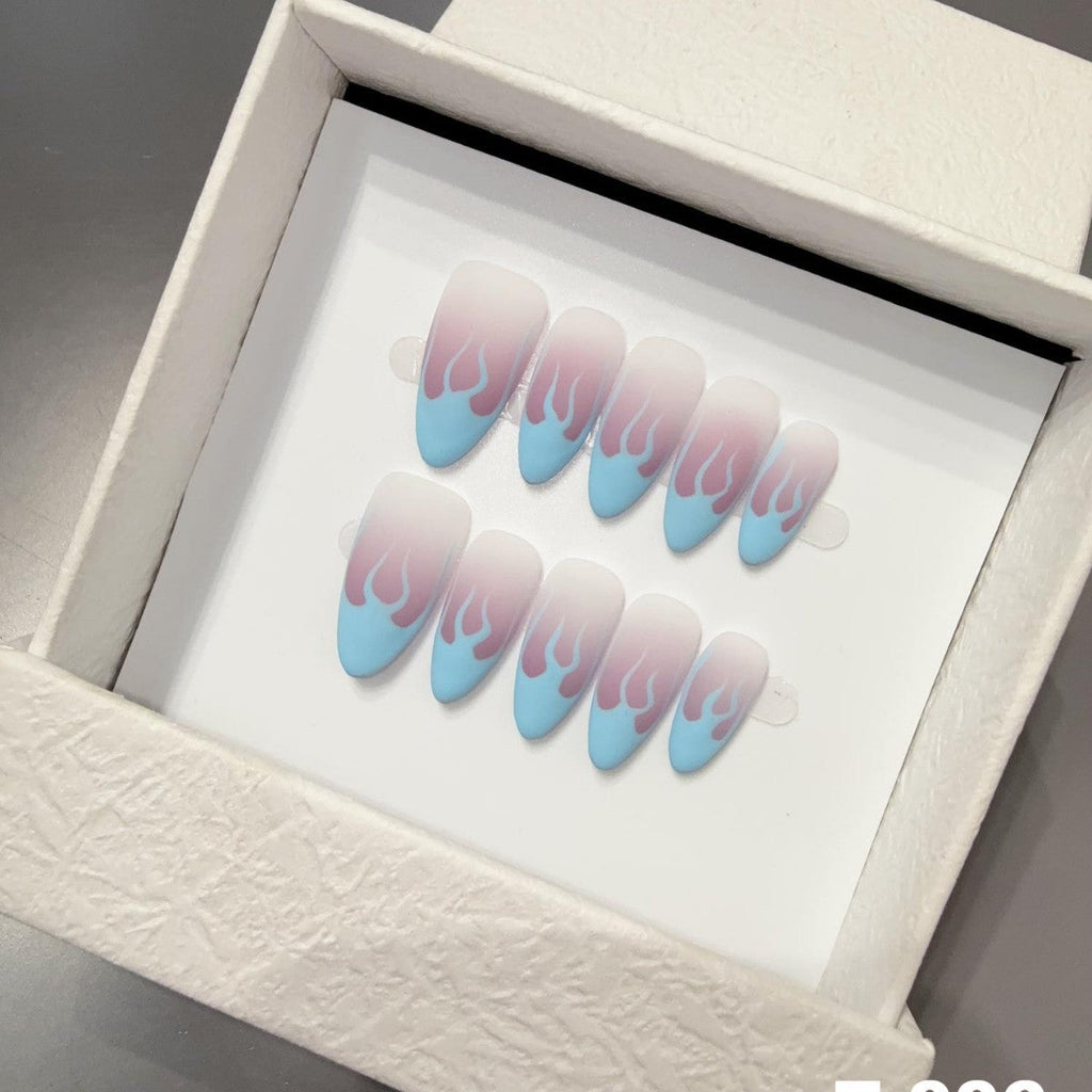 HandmadePress on Nails Nail Sticker, Silver Flame Sheet Finished Removable, Hot
