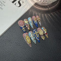 Longtip Saintess Vintage Smudged Snakeskin Light Luxury handcrafted designHandmadePress on Nails Fake Fingers