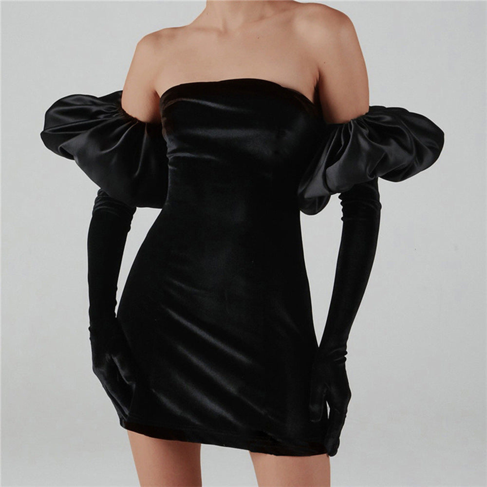 Women's Velvet Wrap Mini Dress - Sexy Backless & Off-Shoulder Party Dress