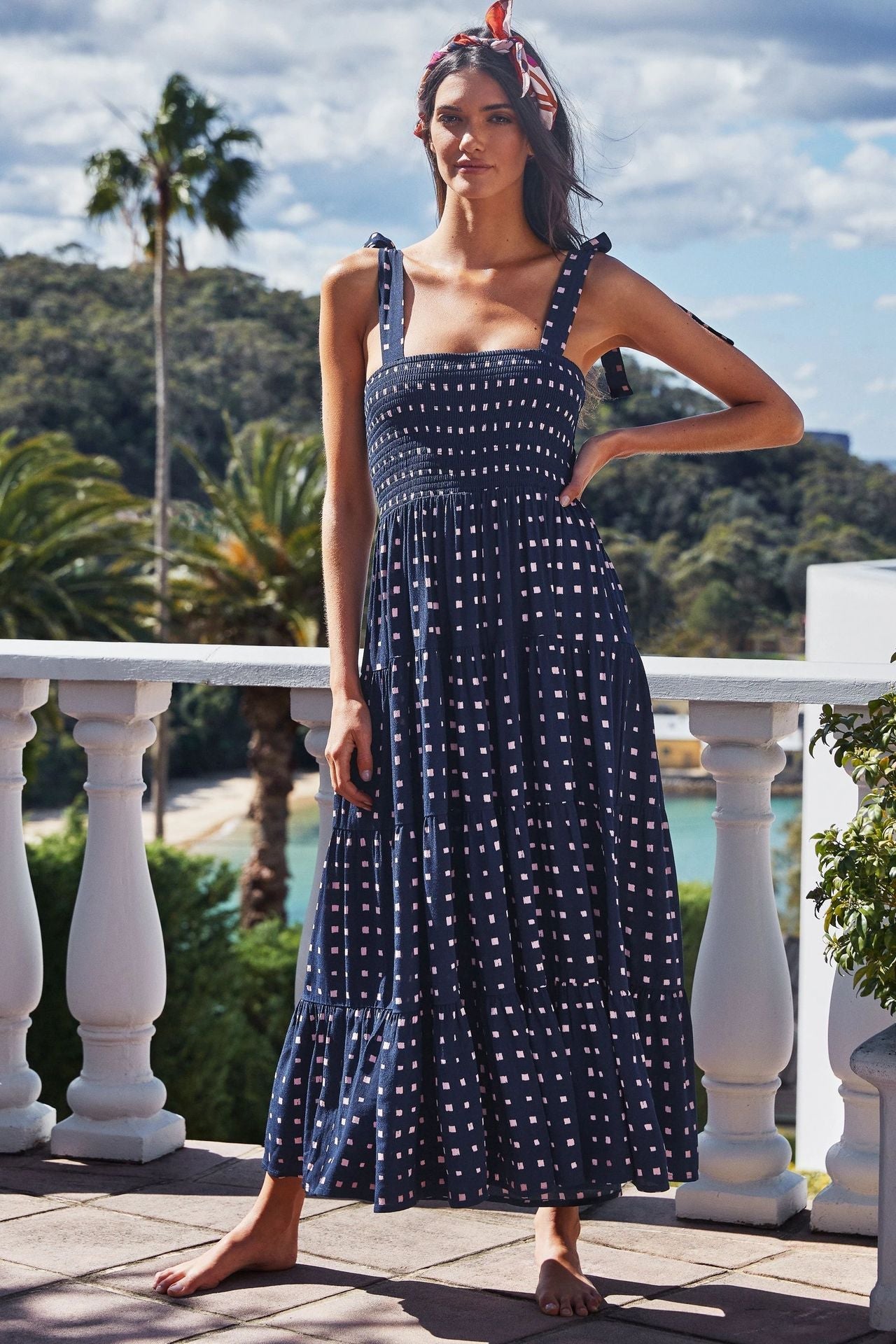 Sleeveless Floral Print Long Suspender Dress - Spice Girl Inspired A-Line Sundress for Tea Party & Casual Wear