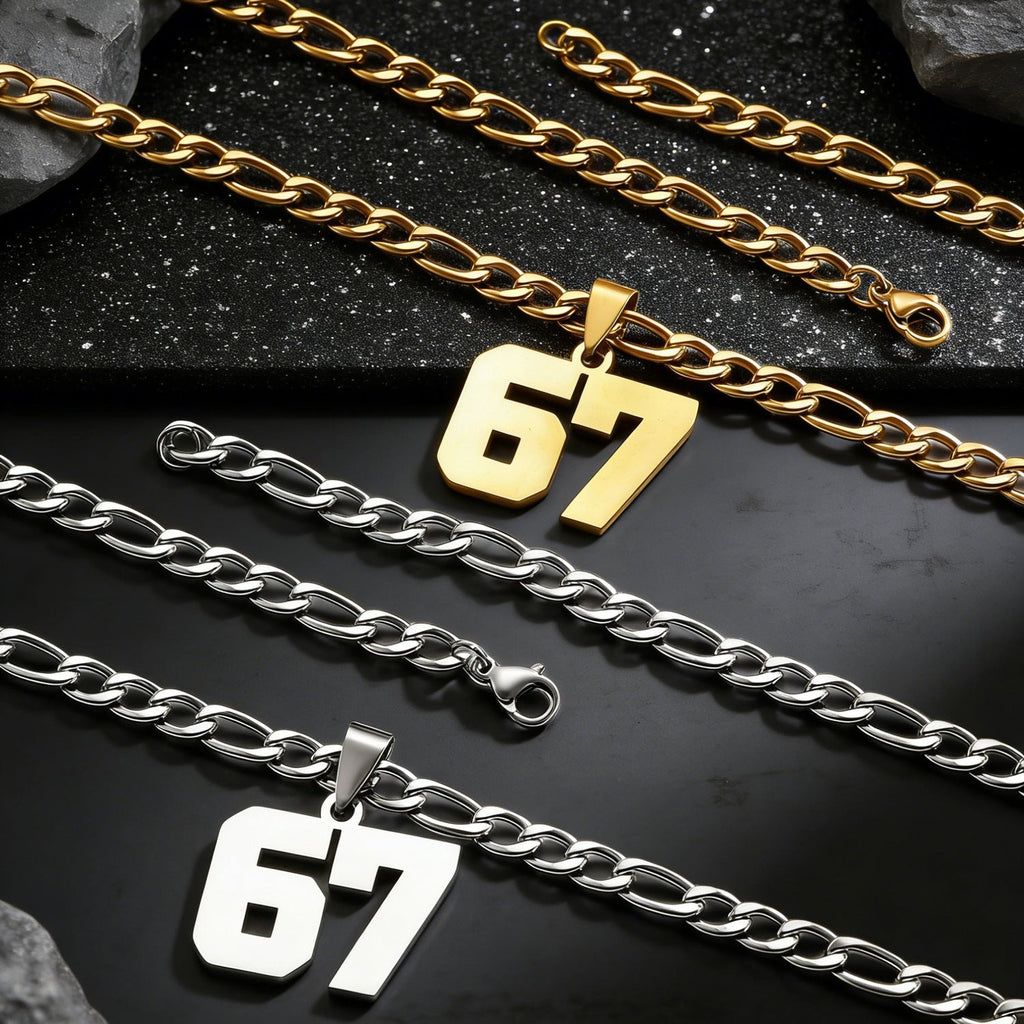 Custom Jersey Number 67 Stainless Steel Pendant Necklace Athlete Basketball Football Jewelry