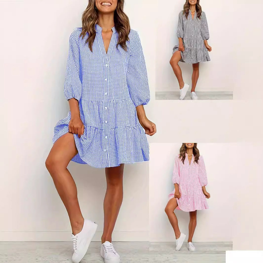 Loose plaid dress, women's Dress