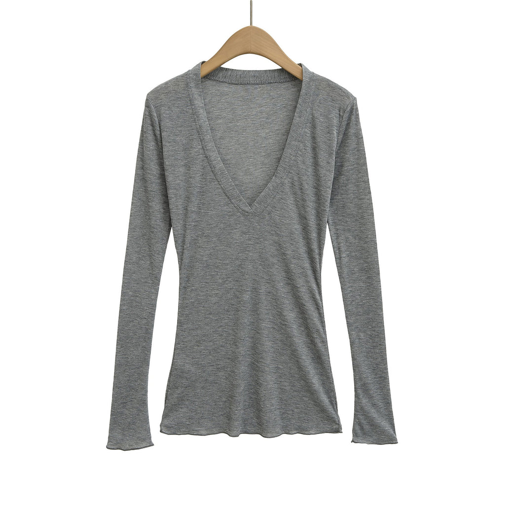 Deep V Neck Sheer T-Shirt