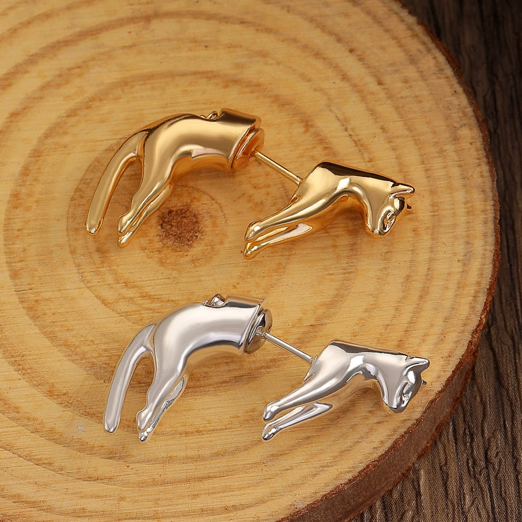 Personality Office Cute Cat Stud Earrings Women 3D Niche Animal Cat Detachable Earrings