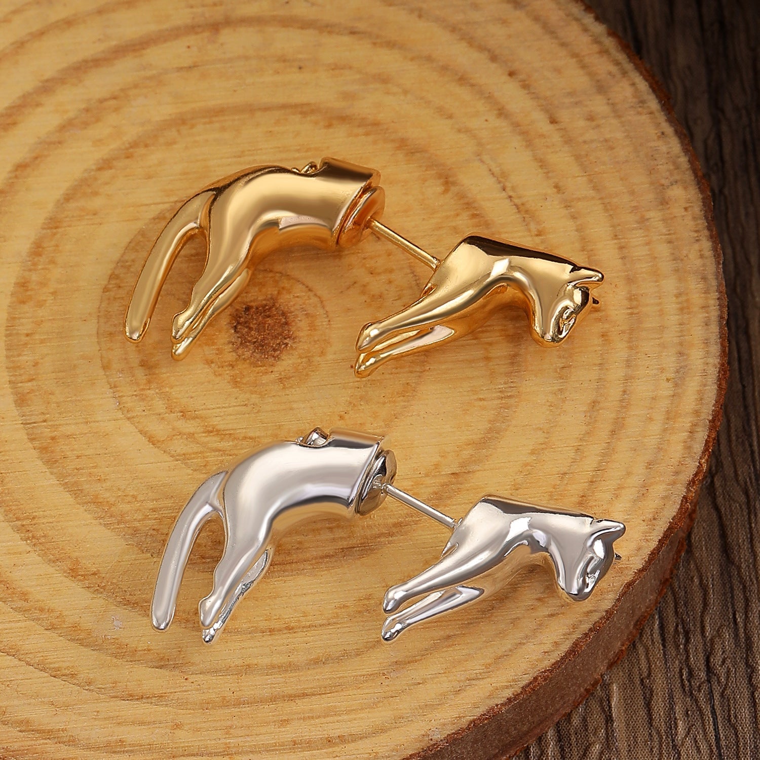Personality Office Cute Cat Stud Earrings Women 3D Niche Animal Cat Detachable Earrings