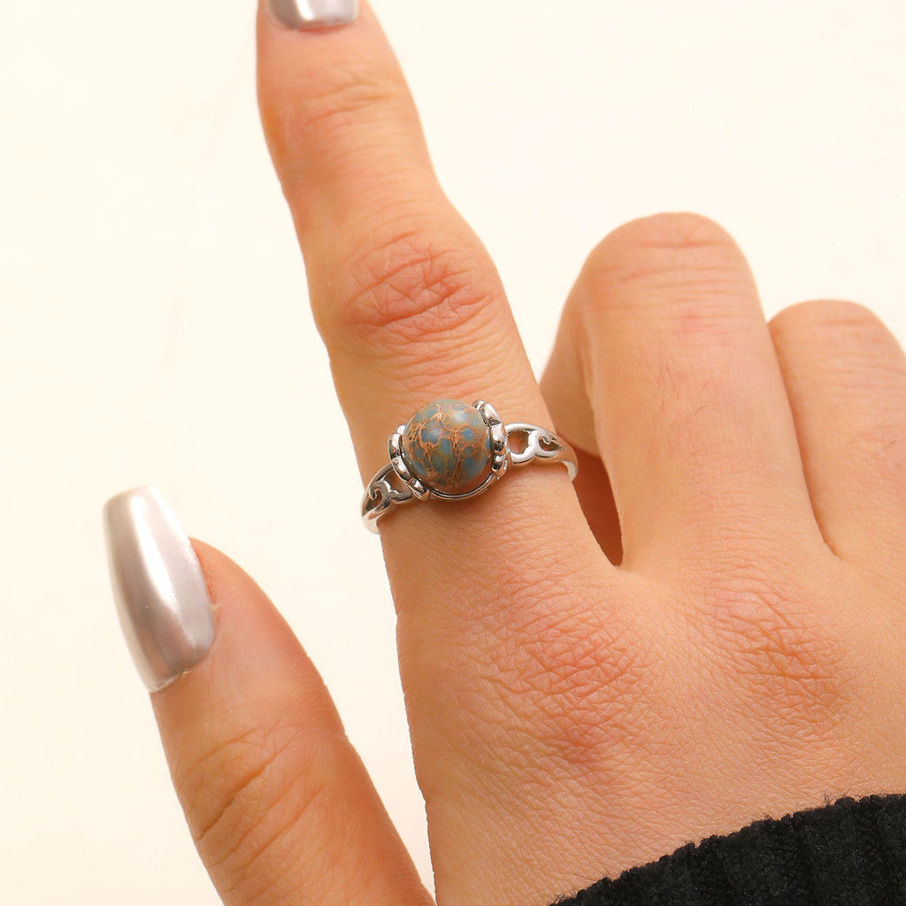 Vintage Natural Stone Open Ring Minimalist Fashion All-Match Band