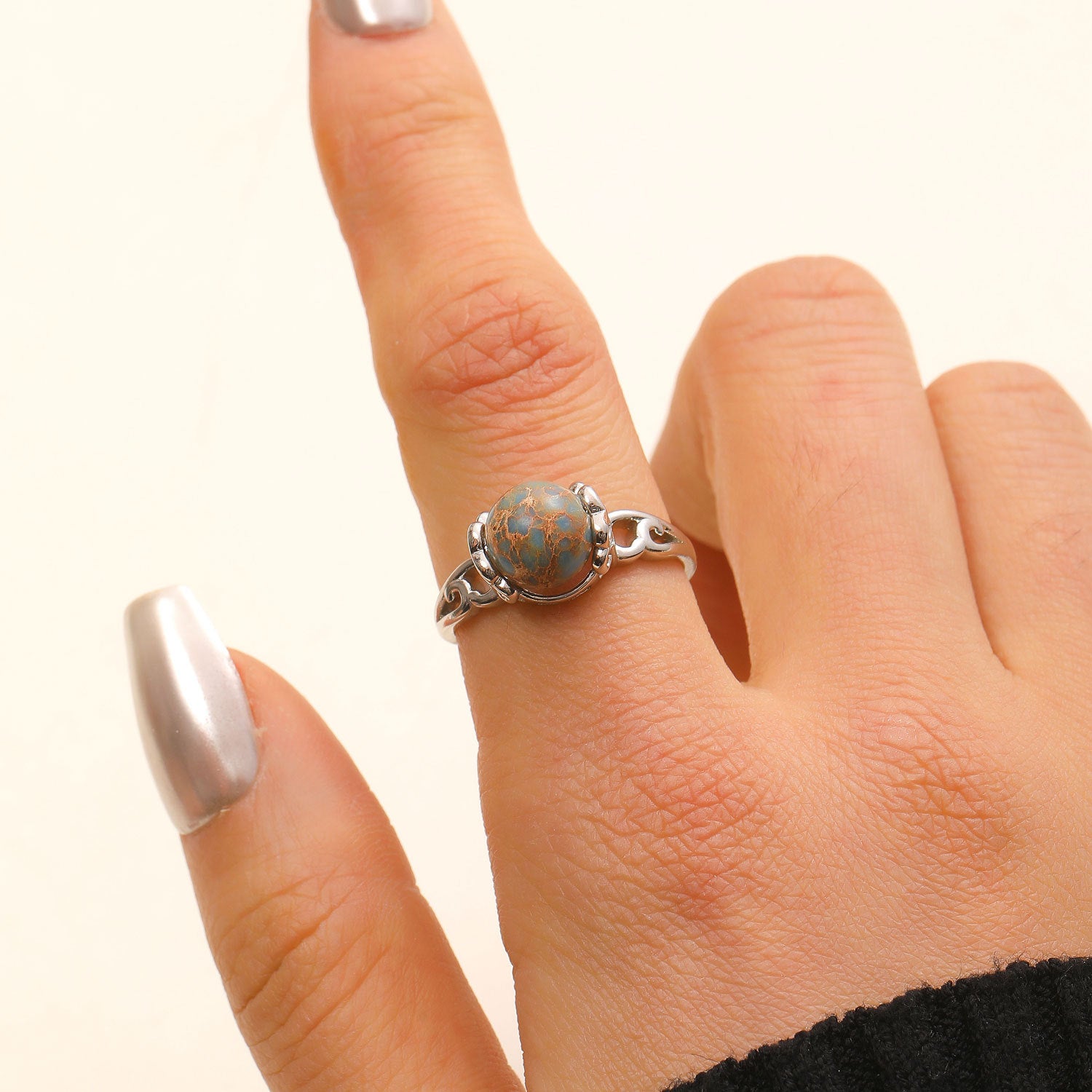 Vintage Natural Stone Open Ring Minimalist Fashion All-Match Band