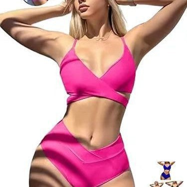 Solid Color Sash Sexy Bikini Separate Swimsuit for Women