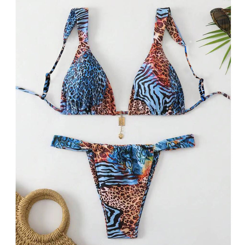 Sexy Bikini Print Strappy High end Sultry Swimsuit for Women