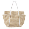 Summer Straw Tote – Women’s Large Shoulder Beach Bag, Patchwork Handwoven Purse