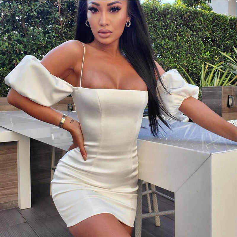 Women's Sexy Tube Sleeveless Bodycon Satin Suspender Mini Dress - Sexy Backless Wrap Cocktail Party Dress