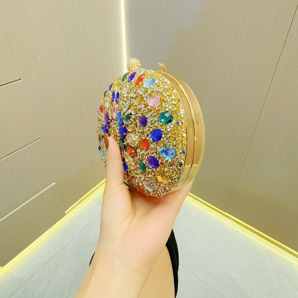 Clutch Purses for Women Evening Bag Nude Purse Luxury Handbag Bride Wallet Glitter Multicolor Rhinestone Bags